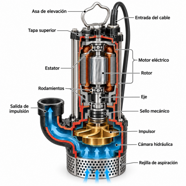 Bomba Sumergible SEMISON 465 para Aguas Residuales y Drenaje