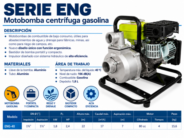 Motobomba Centrífuga de Gasolina ENG-40