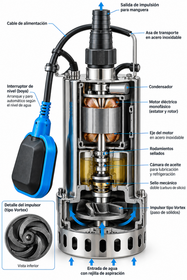 Bomba Sumergible de achique INOX XKS-250S